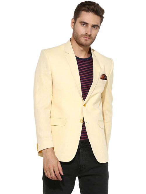 yellow notched collar casual blazer - 19433143 - Very Small Image - 1