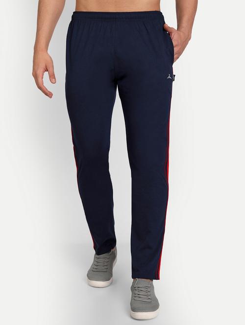 navy blue solid full length track pant - 19433400 - Very Small Image - 1