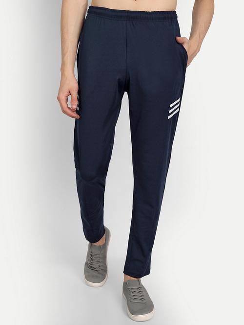 navy blue solid full length track pant - 19433436 - Very Small Image - 1
