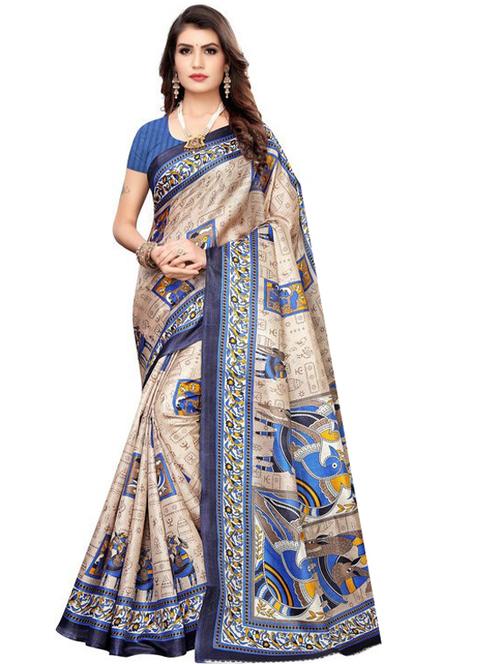 self design printed saree with blouse - 19434646 - Very Small Image - 1