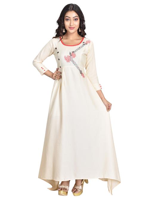 self design cotton blend a-line kurta - 19435609 - Very Small Image - 1
