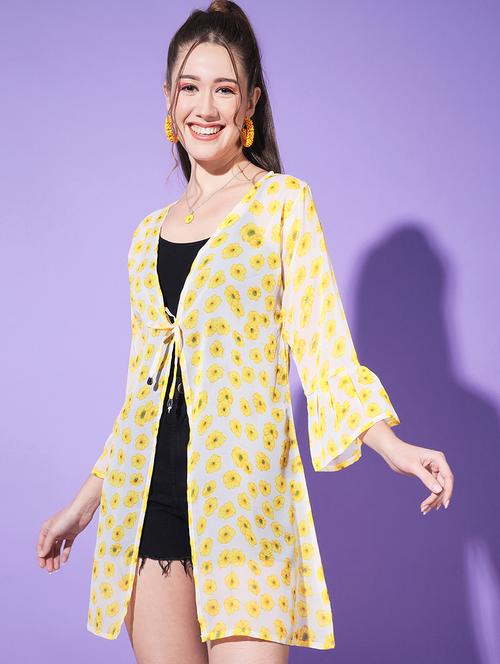 florals prints georgette regular shrug - 19435965 - Very Small Image - 1