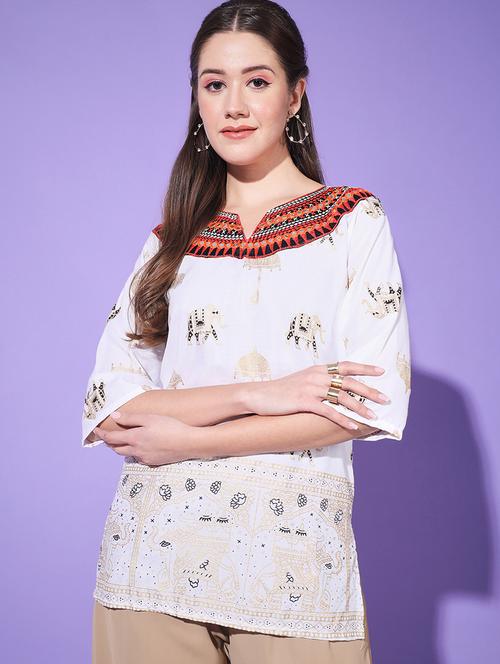 embroidered rayon straight kurti - 19436622 - Very Small Image - 1