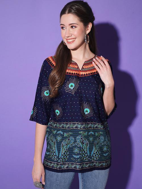 embroidered rayon straight kurti - 19436629 - Very Small Image - 1