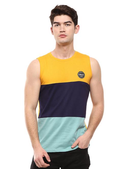 round neck color block vest - 19436831 - Very Small Image - 1