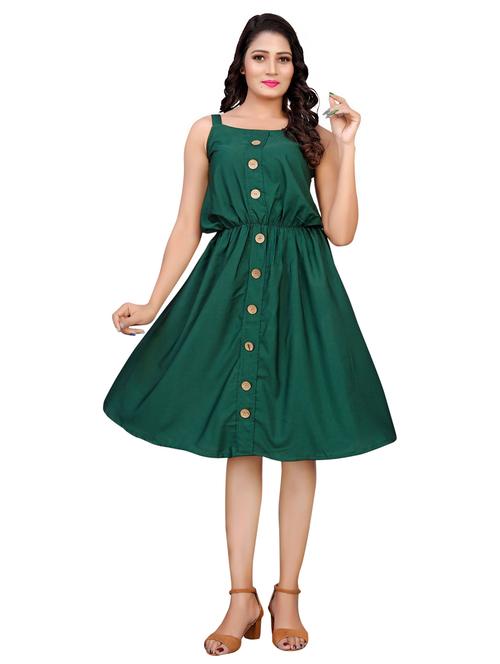 green crepe aline dress - 19437004 - Very Small Image - 1