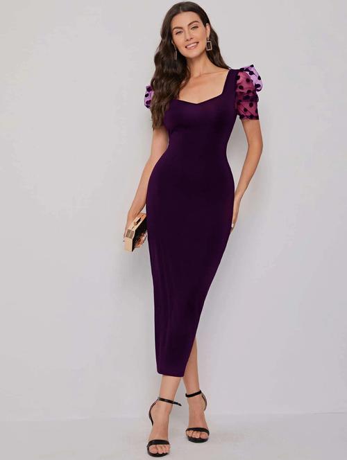 purple polyester bodycon dress - 19437016 - Very Small Image - 1