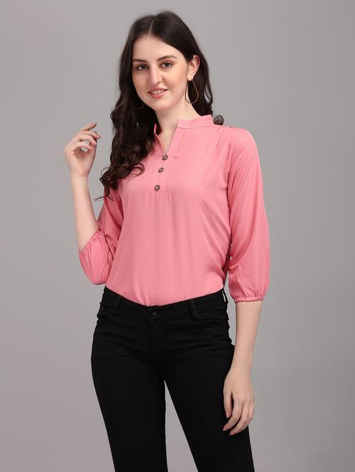 pink georgette regular top - 19437065 - Very Small Image - 1