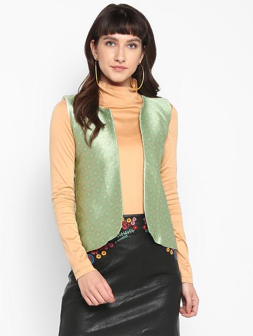 printed silk blend ethnic jacket - 19437518 - Very Small Image - 1