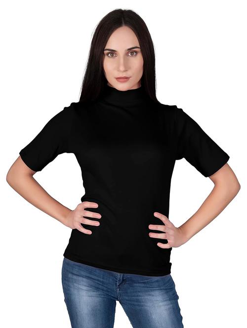 women solid black turtle neck top - 19438631 - Very Small Image - 1