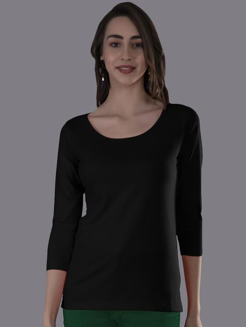 women's plain scoop neck t-shirt - 19439075 - Very Small Image - 1