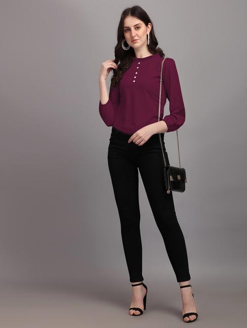 purple georgette regular top - 19439677 - Very Small Image - 1