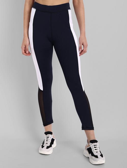 dark blue color block ankle length track pant - 19440697 - Very Small Image - 1