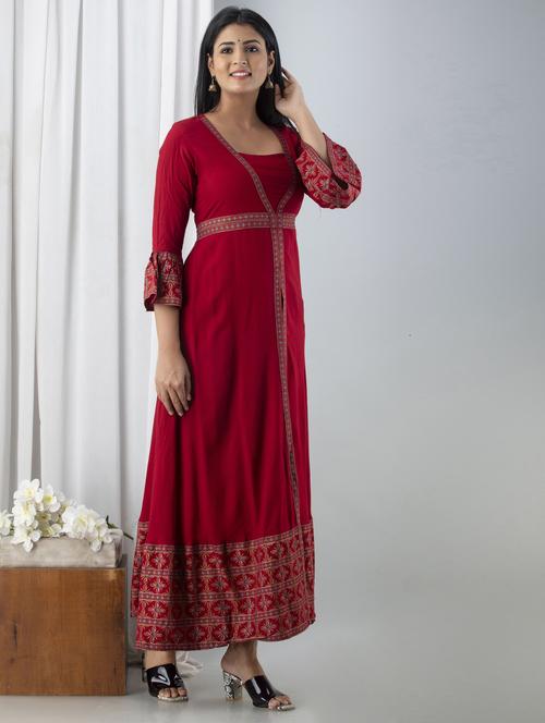 printed front slit kurta - 19440735 - Very Small Image - 1