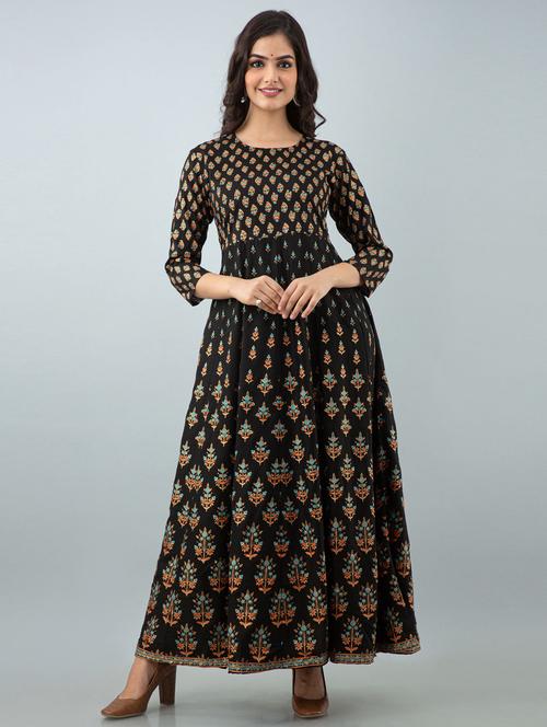 round neck printed anarkali kurta - 19440747 - Very Small Image - 1