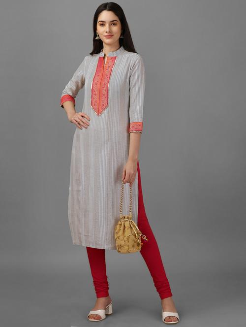 self design cotton straight kurta - 19451986 - Very Small Image - 1