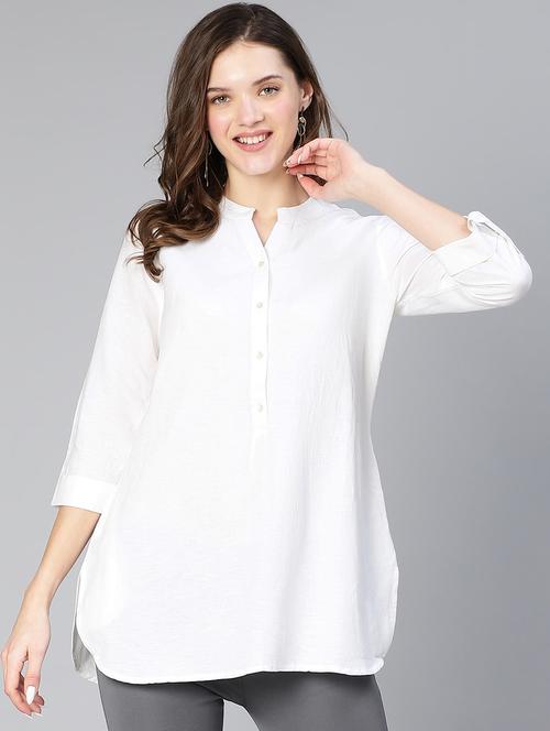 women's straight mandarin neck top - 19452056 - Very Small Image - 1