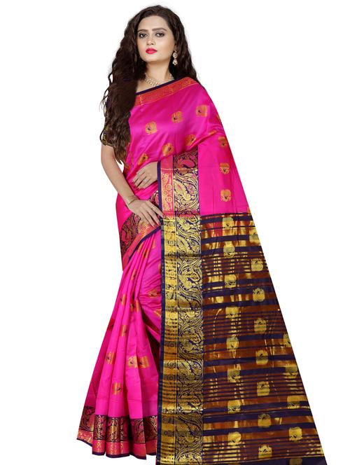 pink banarasi saree with blouse - 19452309 - Very Small Image - 1