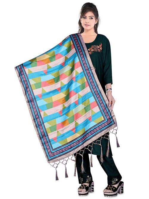 fringes detailed printed dupatta - 19452634 - Very Small Image - 1