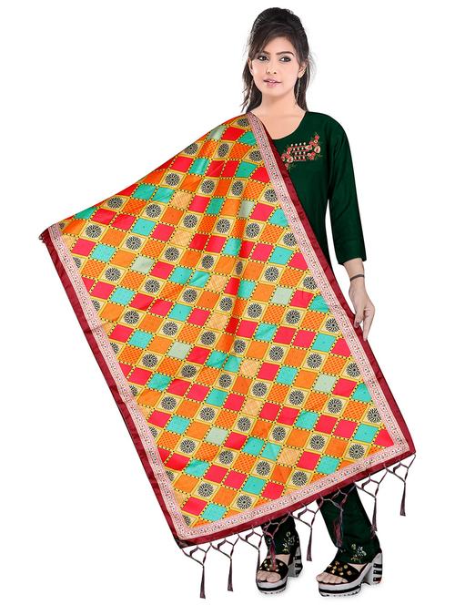fringes detailed printed dupatta - 19452657 - Very Small Image - 1