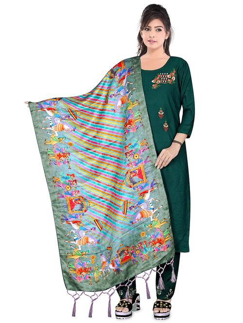 fringes detailed printed dupatta - 19452663 - Very Small Image - 1