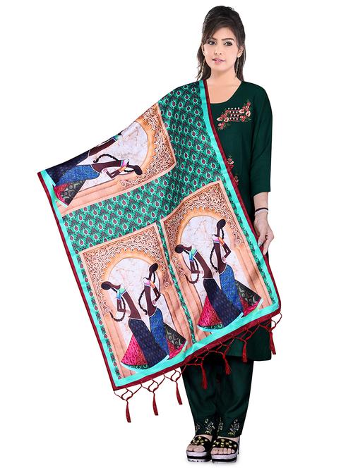 fringes detailed printed dupatta - 19452664 - Very Small Image - 1