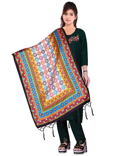 fringes detailed printed dupatta - 19452667 - Very Small Image - 1