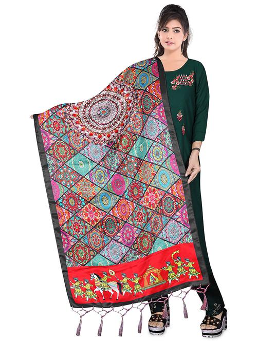 fringes detailed printed dupatta - 19452671 - Very Small Image - 1
