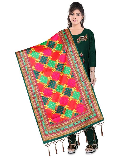 fringes detailed printed dupatta - 19452673 - Very Small Image - 1