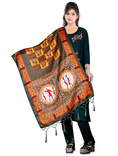 fringes detailed printed dupatta - 19452674 - Very Small Image - 1