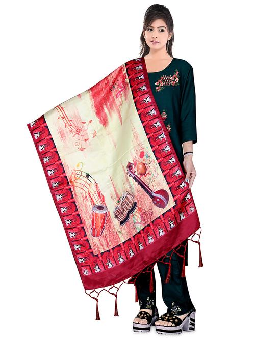 fringes detailed printed dupatta - 19452689 - Very Small Image - 1