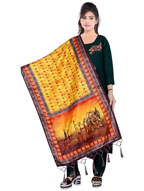 fringes detailed printed dupatta - 19452695 - Very Small Image - 1