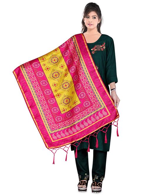 fringes detailed printed dupatta - 19452698 - Very Small Image - 1