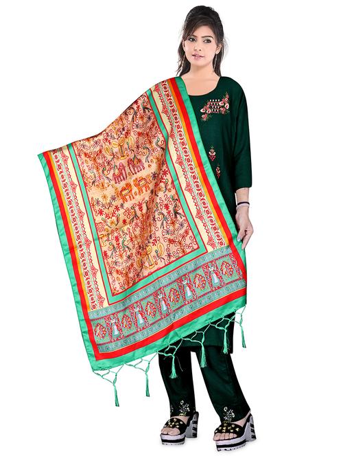 fringes detailed printed dupatta - 19452700 - Very Small Image - 1