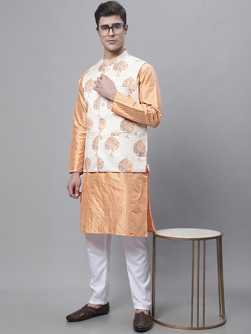printed kurta pyjama with nehru jacket - 19453245 - Very Small Image - 1