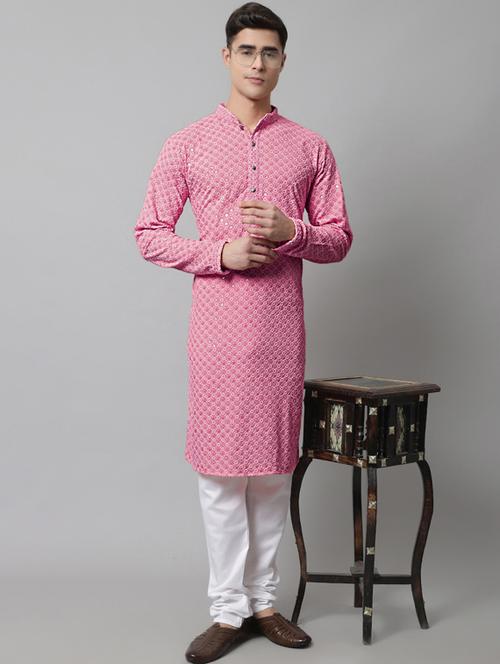 pink embroidered kurta pyjama set - 19453323 - Very Small Image - 1