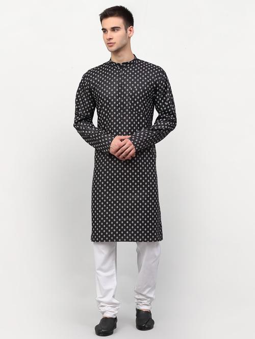 black cotton kurta pyjama set - 19453373 - Very Small Image - 1