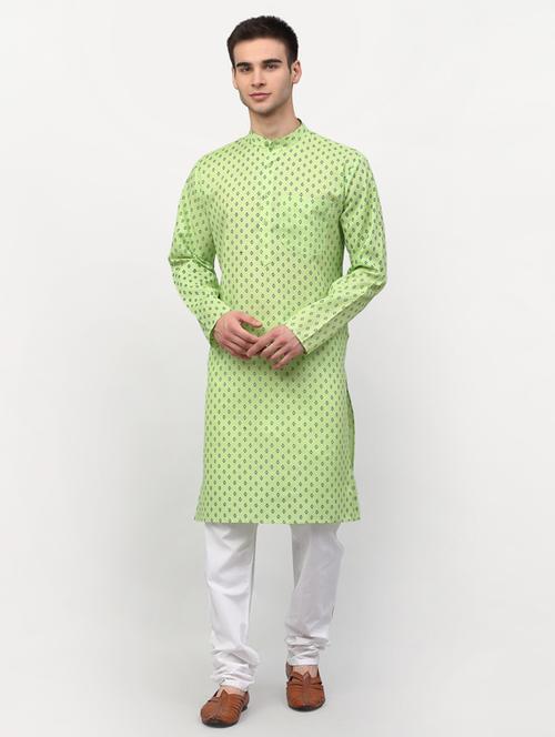 printed cotton kurta pyjama set - 19453379 - Very Small Image - 1
