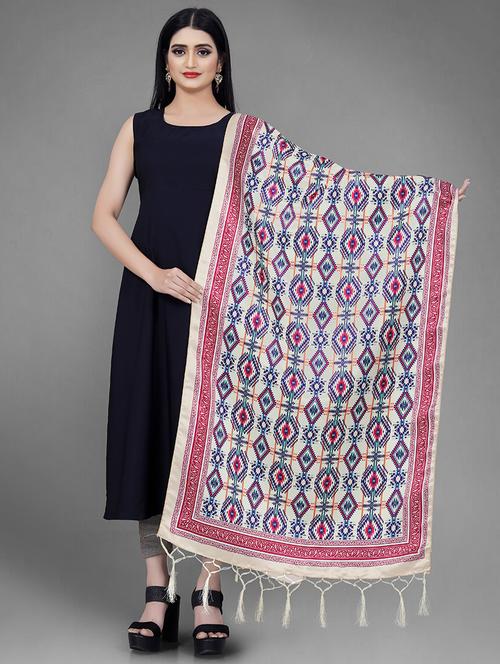 fringes detailed printed dupatta - 19453714 - Very Small Image - 1