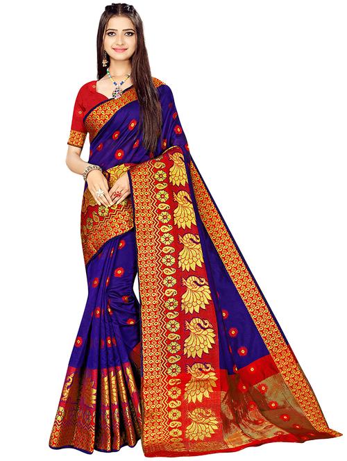self design dharmavaram saree with blouse - 19453898 - Very Small Image - 1