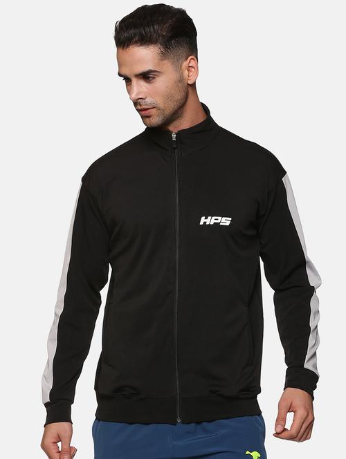black color blocked long sleeve jacket - 19454182 - Very Small Image - 1