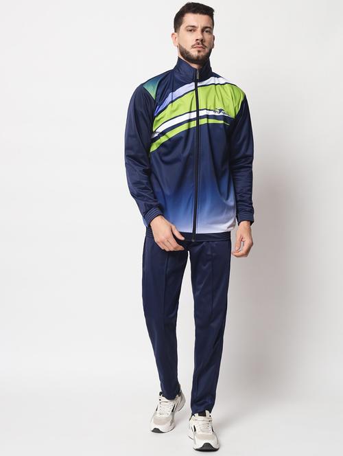 navy blue printed full sleeves polyester track suit - 19454387 - Very Small Image - 1