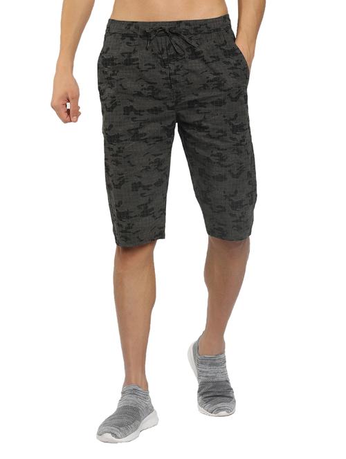 steel grey printed cotton three fourth shorts - 19454858 - Very Small Image - 1