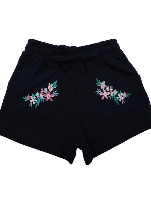 navy blue floral print cotton shorts - 19460620 - Very Small Image - 1