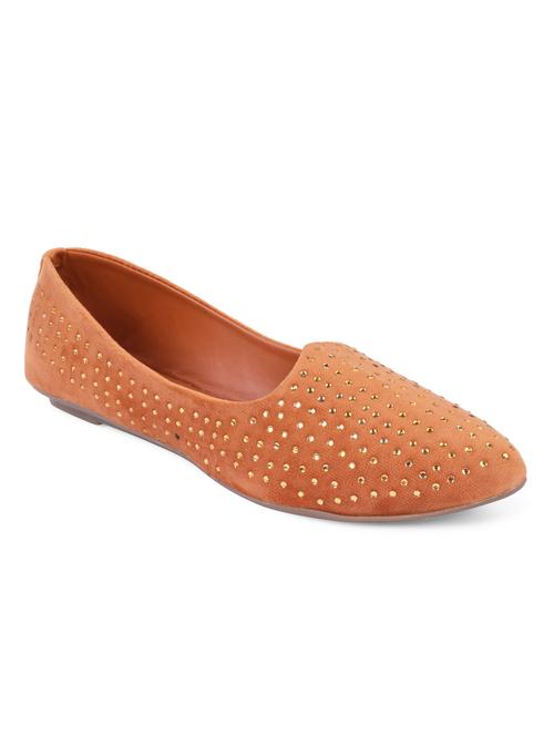 tan leatherette slip on ballerina - 19463335 - Very Small Image - 1