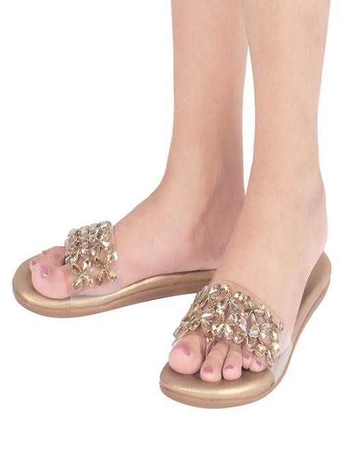 copper leatherette slip on sandals - 19463648 - Very Small Image - 1