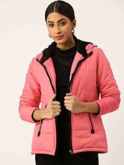 solid hood neck quilted jacket - 19464965 - Very Small Image - 1