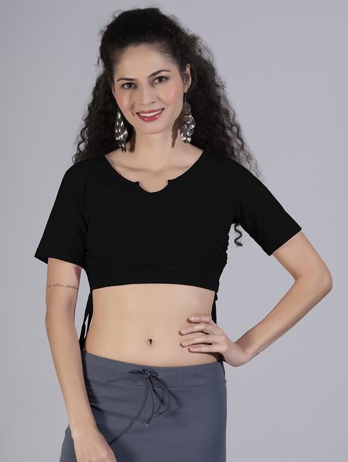 women's crop notch neck top - 19466476 - Very Small Image - 1