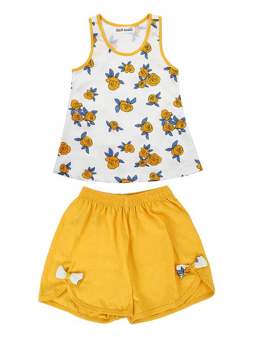 yellow floral print cotton shorts set - 19466864 - Very Small Image - 1