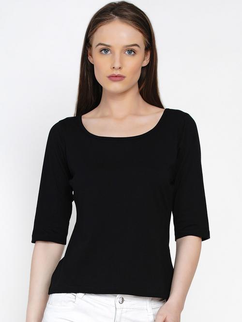 scoop neck solid regular tee - 19469011 - Very Small Image - 1